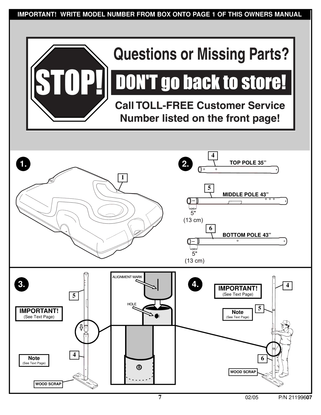 Huffy N1-107 manual TOP Pole Middle Pole Bottom Pole 