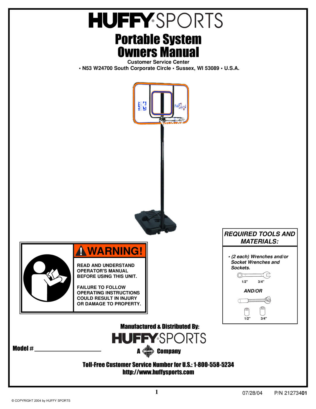 Huffy N1-506 manual Portable System 