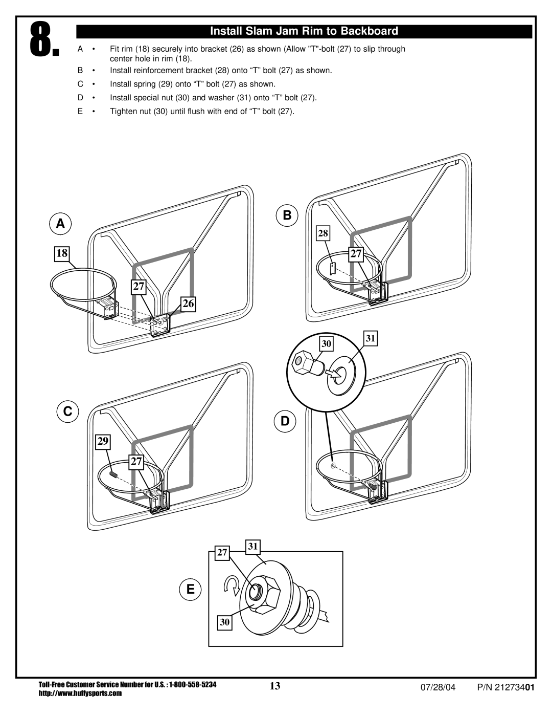 Huffy N1-506 manual Install Slam Jam Rim to Backboard 