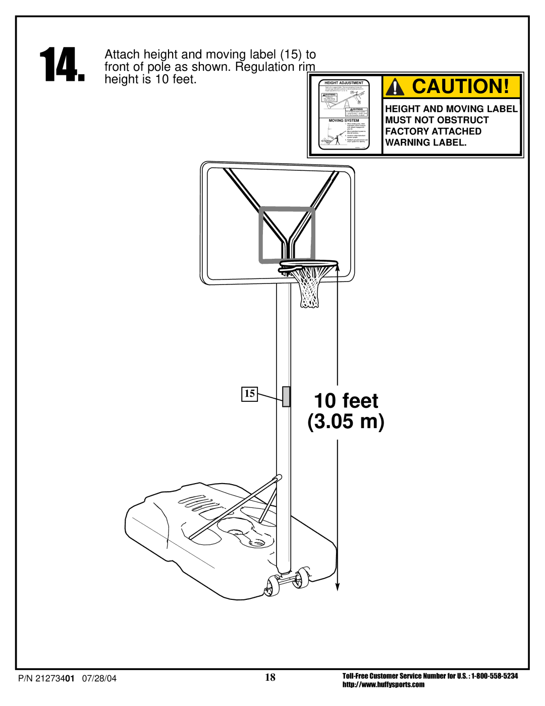 Huffy N1-506 manual Feet 3.05 m 