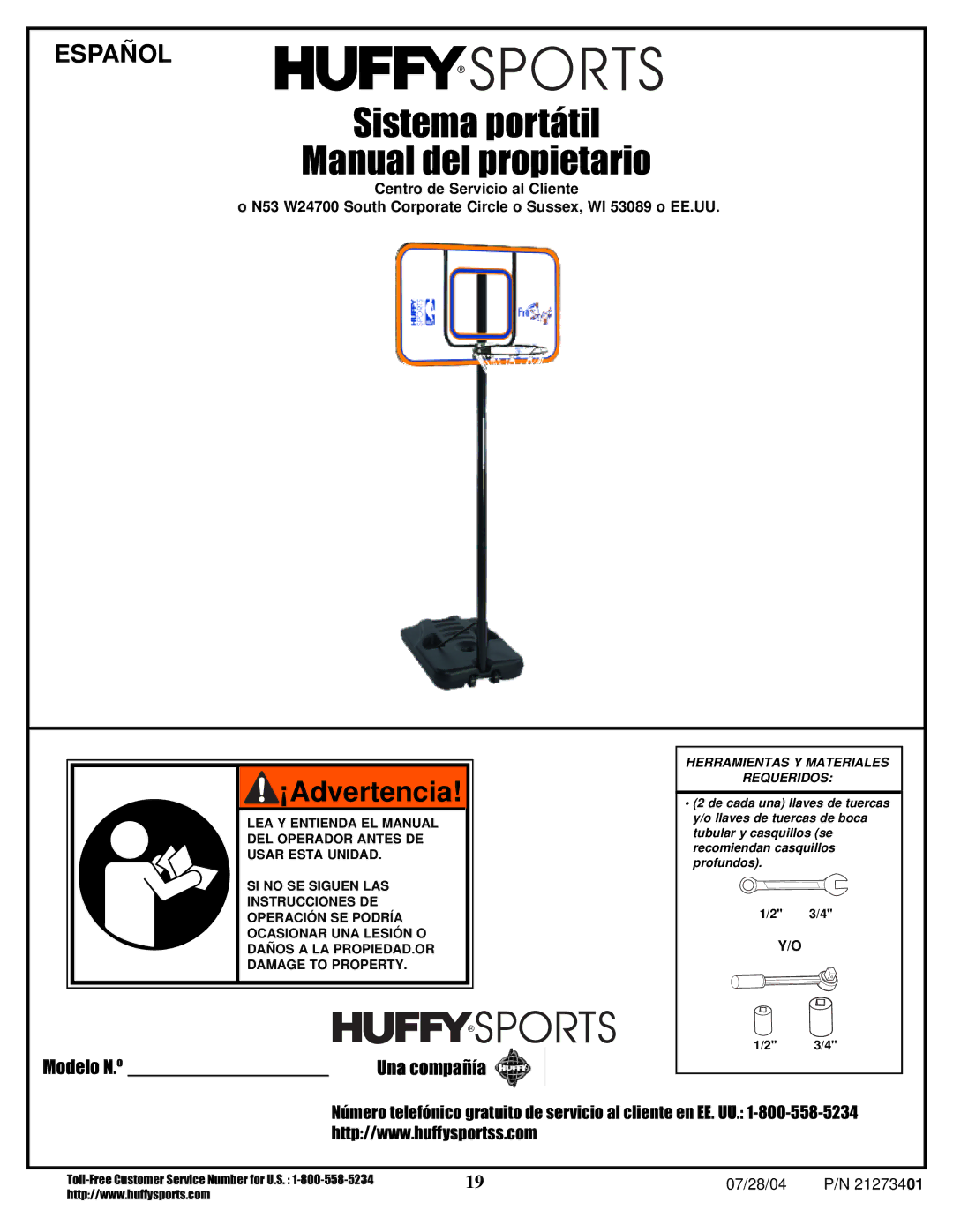 Huffy N1-506 manual Sistema portátil Manual del propietario 