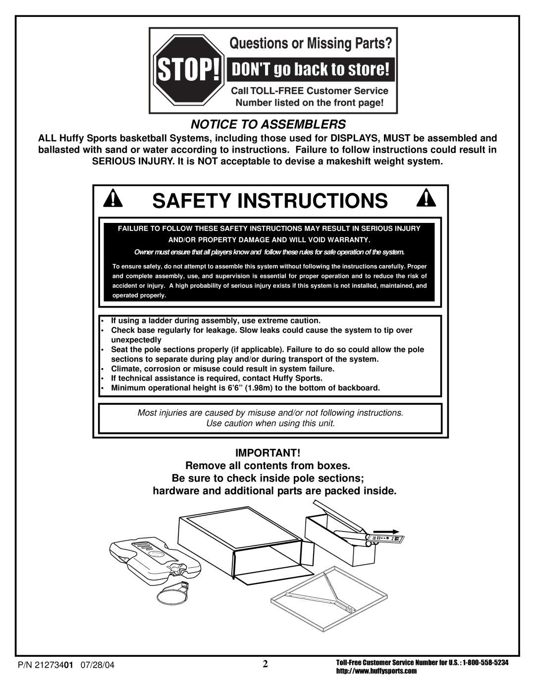 Huffy N1-506 manual Safety Instructions 