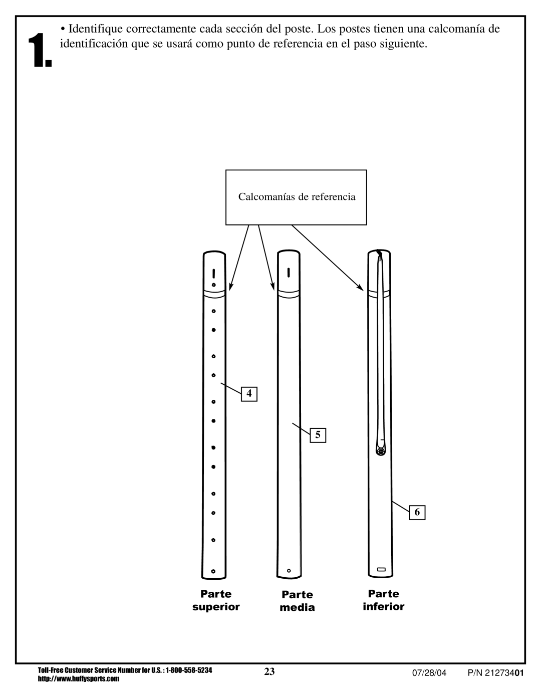 Huffy N1-506 manual Parte Parte Parte Superior media inferior 