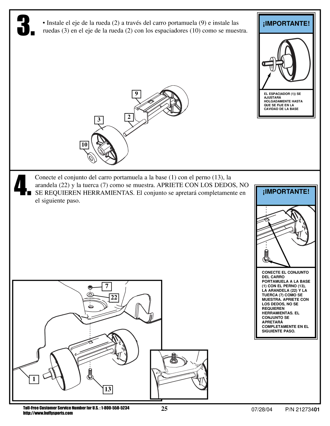 Huffy N1-506 manual ¡Importante 