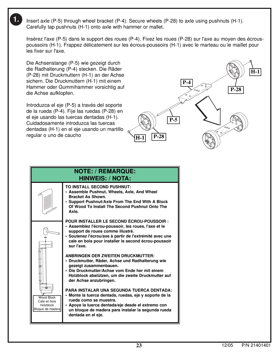 Huffy N5-101 manual Hinweis / Nota 