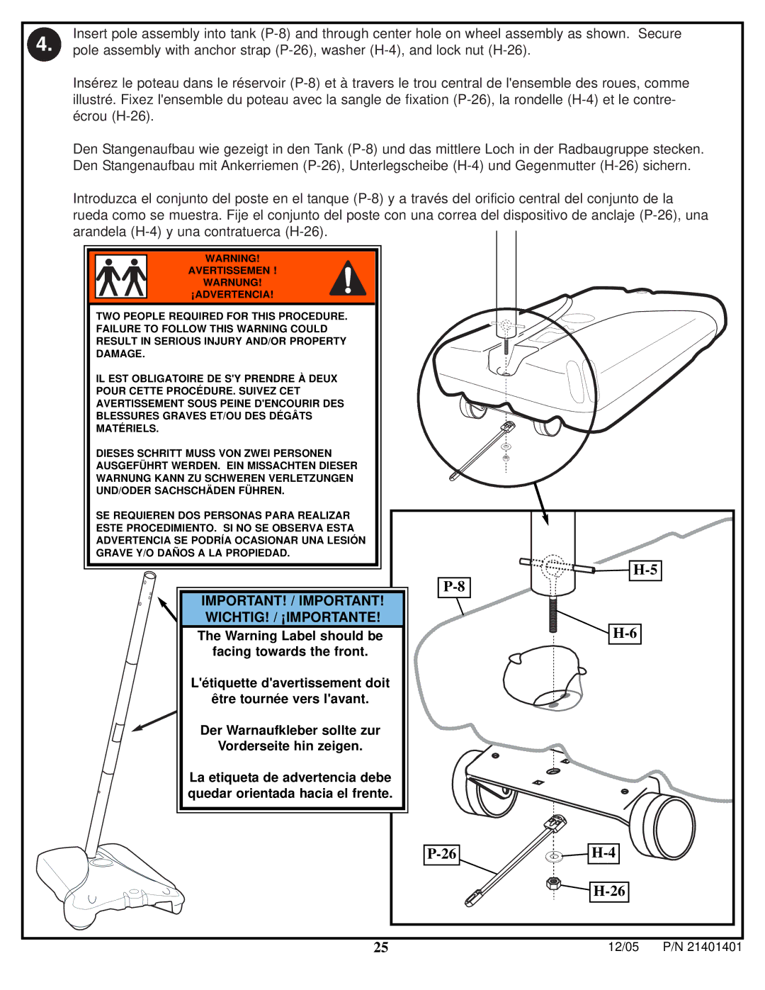 Huffy N5-101 manual IMPORTANT! / Important WICHTIG! / ¡IMPORTANTE 