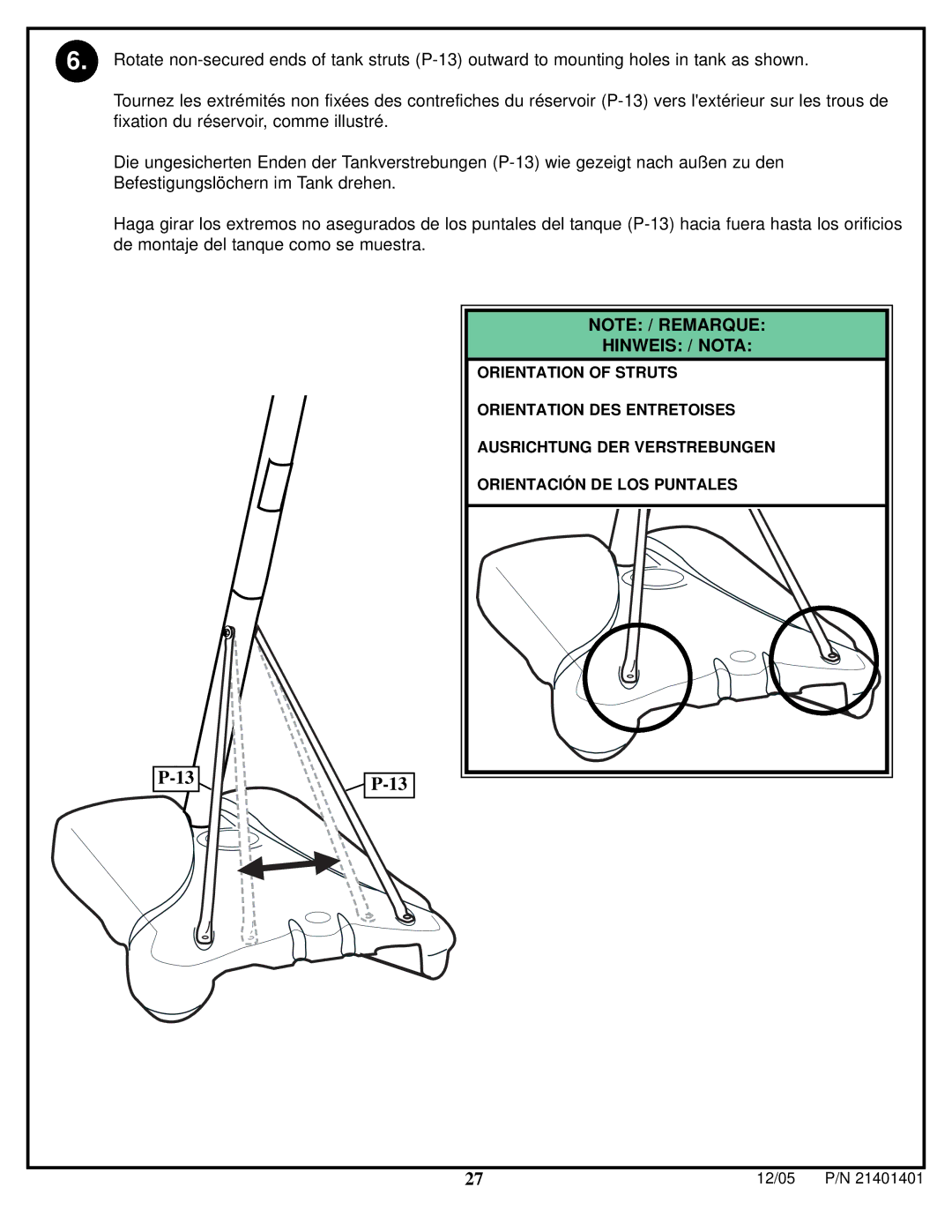 Huffy N5-101 manual Hinweis / Nota 