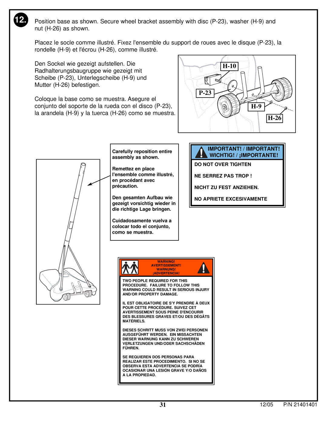 Huffy N5-101 manual Avertissement Warnung ¡ADVERTENCIA 