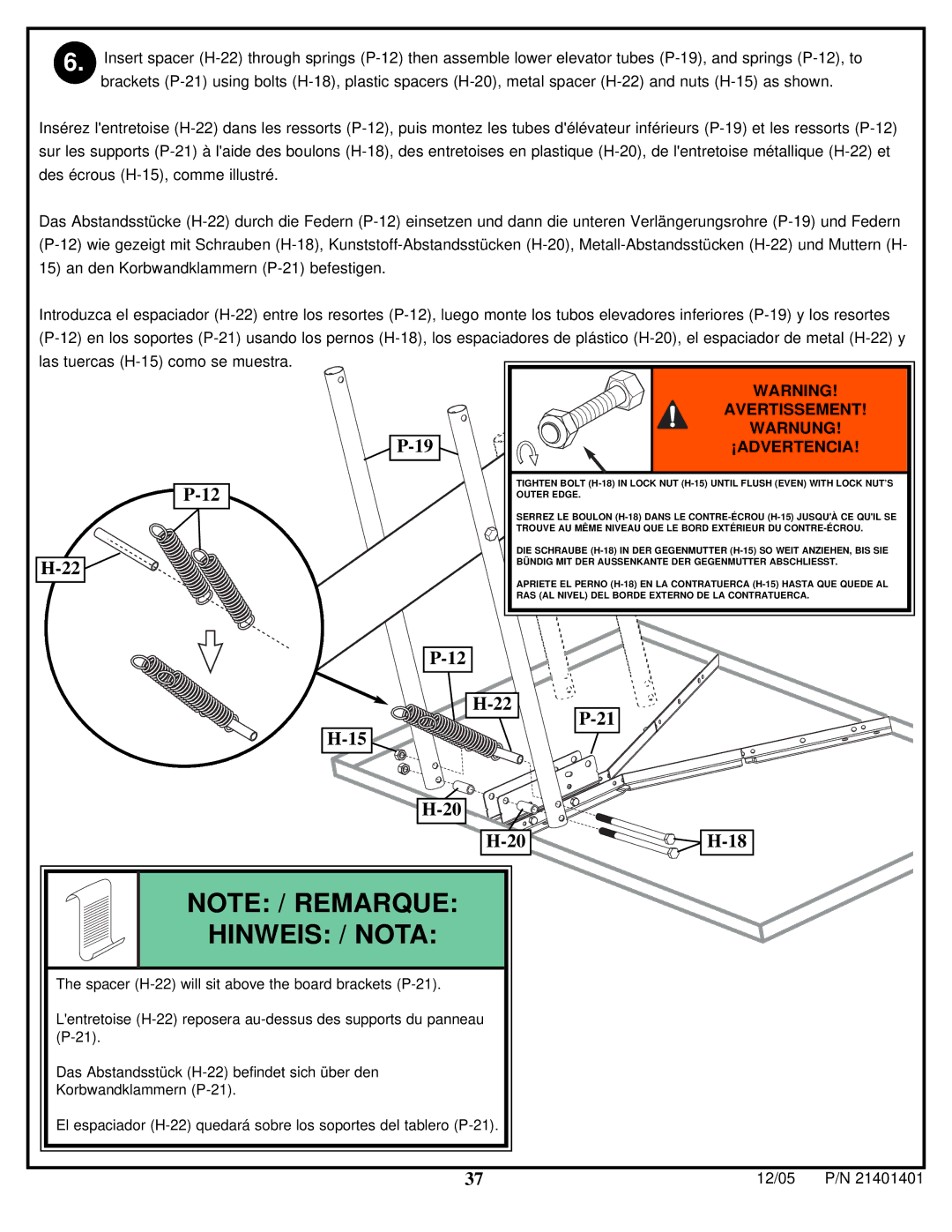 Huffy N5-101 manual Hinweis / Nota 