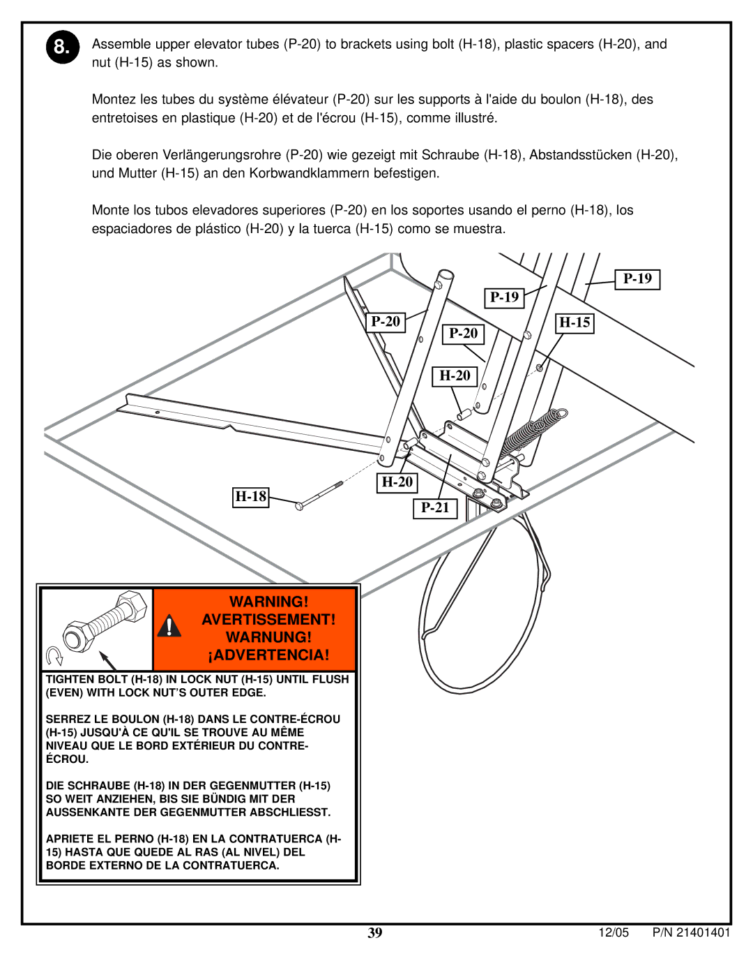 Huffy N5-101 manual Avertissement Warnung ¡ADVERTENCIA 