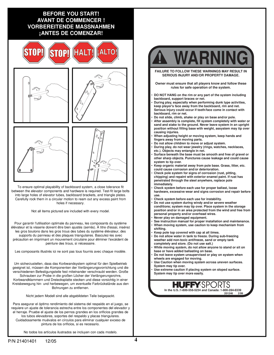 Huffy N5-101 manual Halt! ¡Alto 