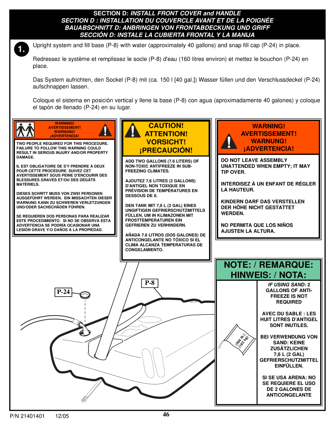 Huffy N5-101 manual Vorsicht ¡PRECAUCIÓN 