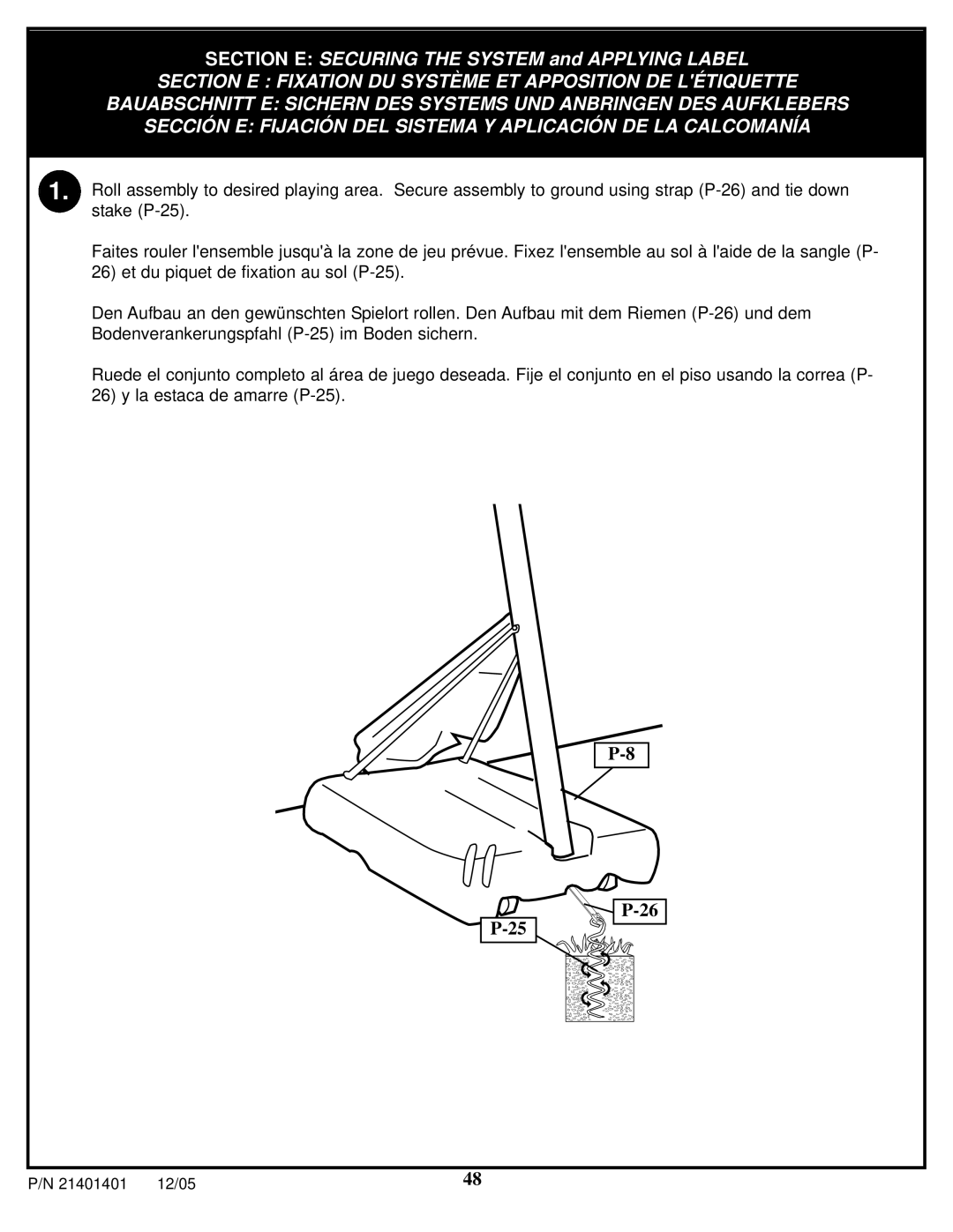 Huffy N5-101 manual Section E Securing the System and Applying Label 