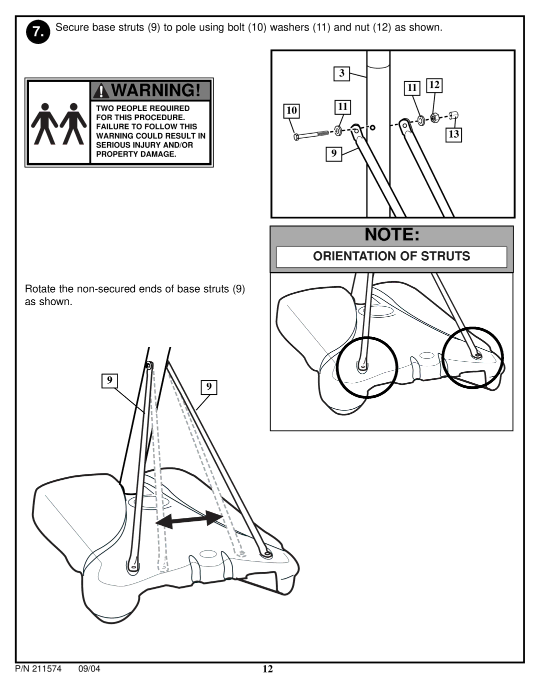 Huffy N53 W24700 manual Orientation of Struts 