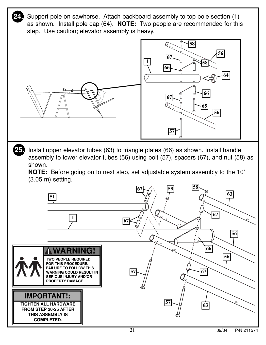 Huffy N53 W24700 manual 09/04 P/N 