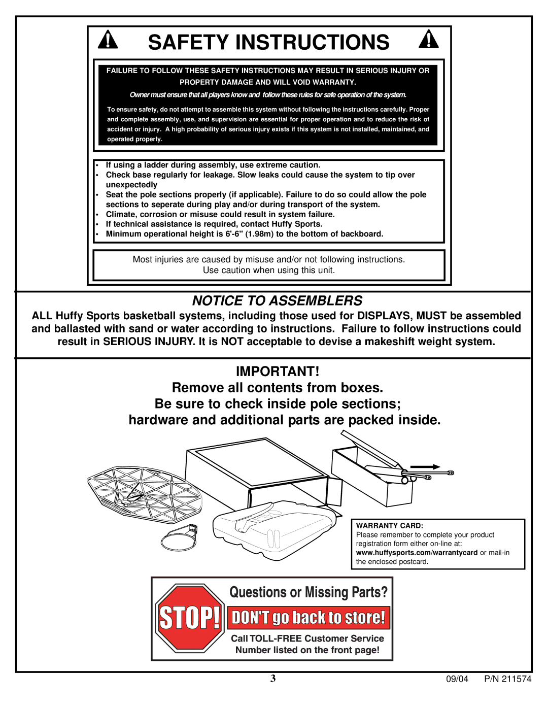 Huffy N53 W24700 manual Safety Instructions 