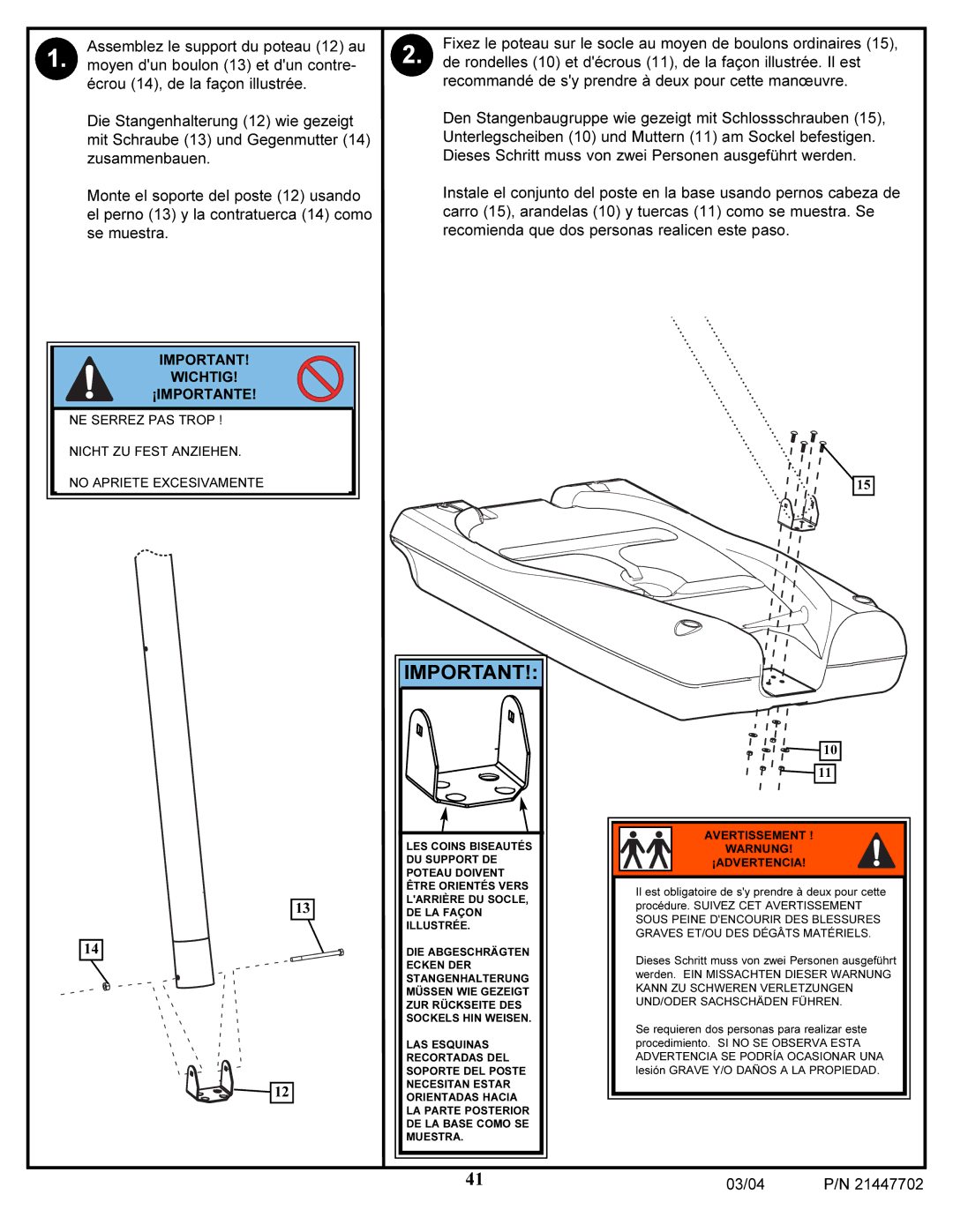 Huffy NCS102 manual Wichtig ¡IMPORTANTE 