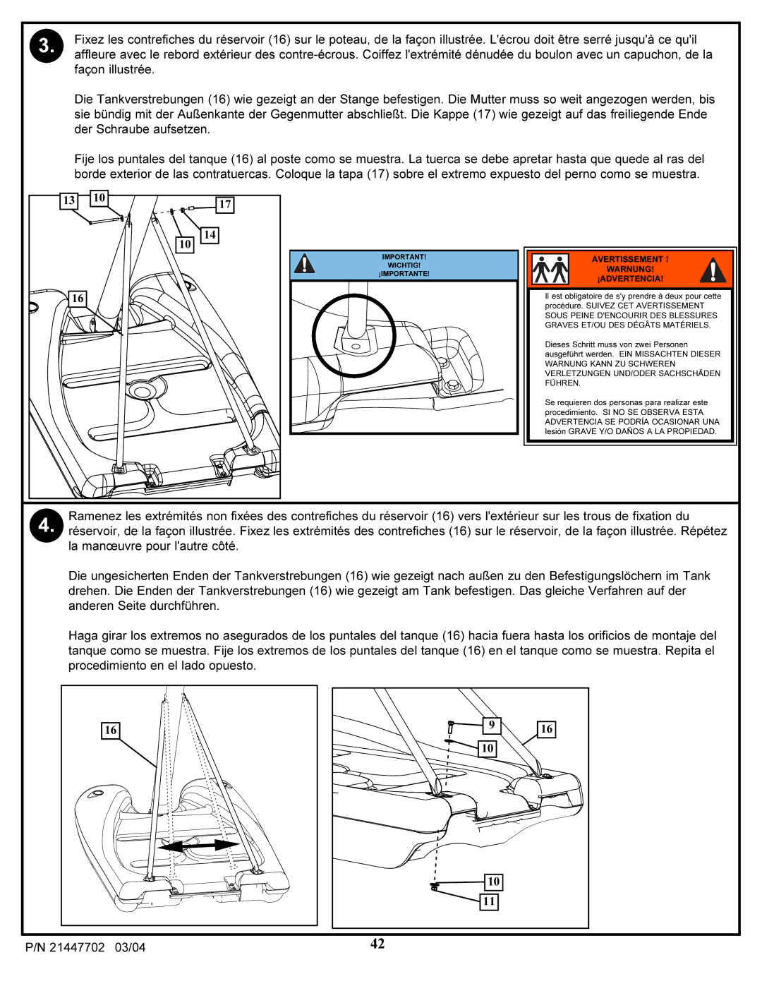 Huffy NCS102 manual Avertissement Warnung ¡ADVERTENCIA 