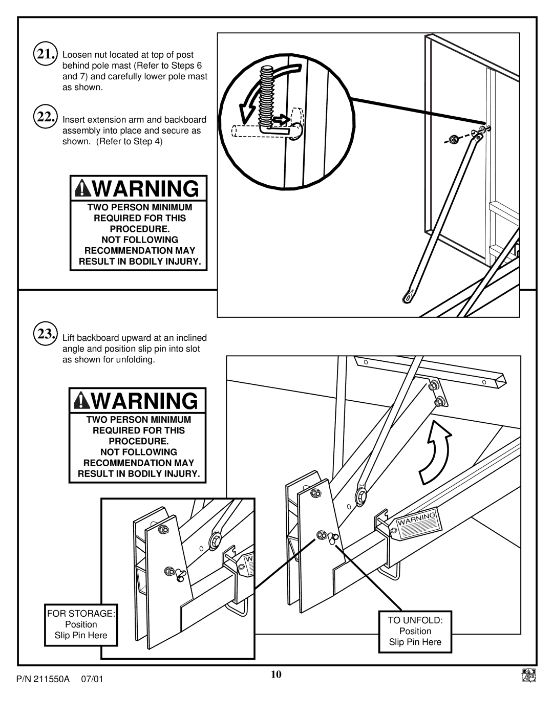 Huffy NT9110 manual For Storage 