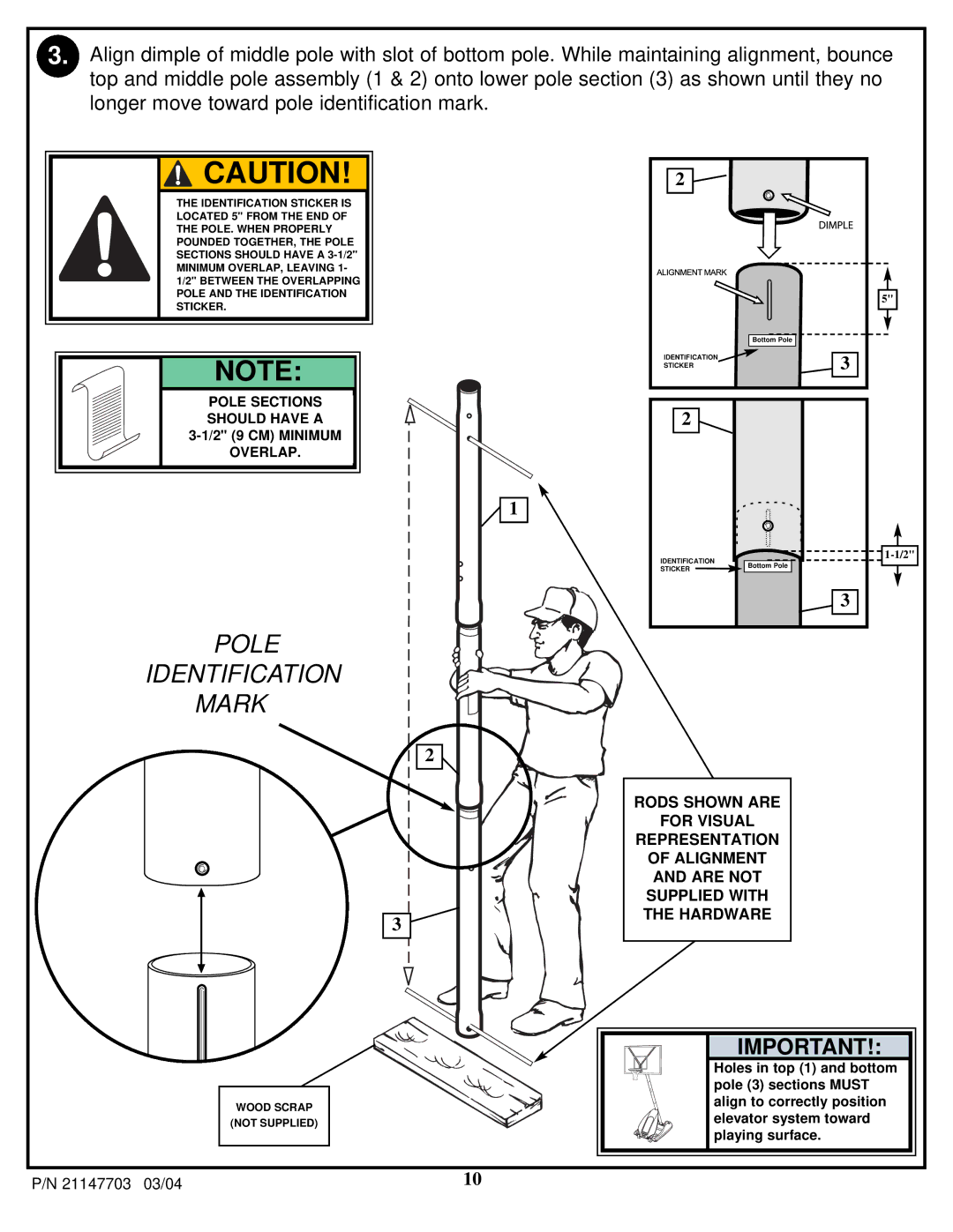 Huffy P/N 21147703 manual Pole Sections Should have a 