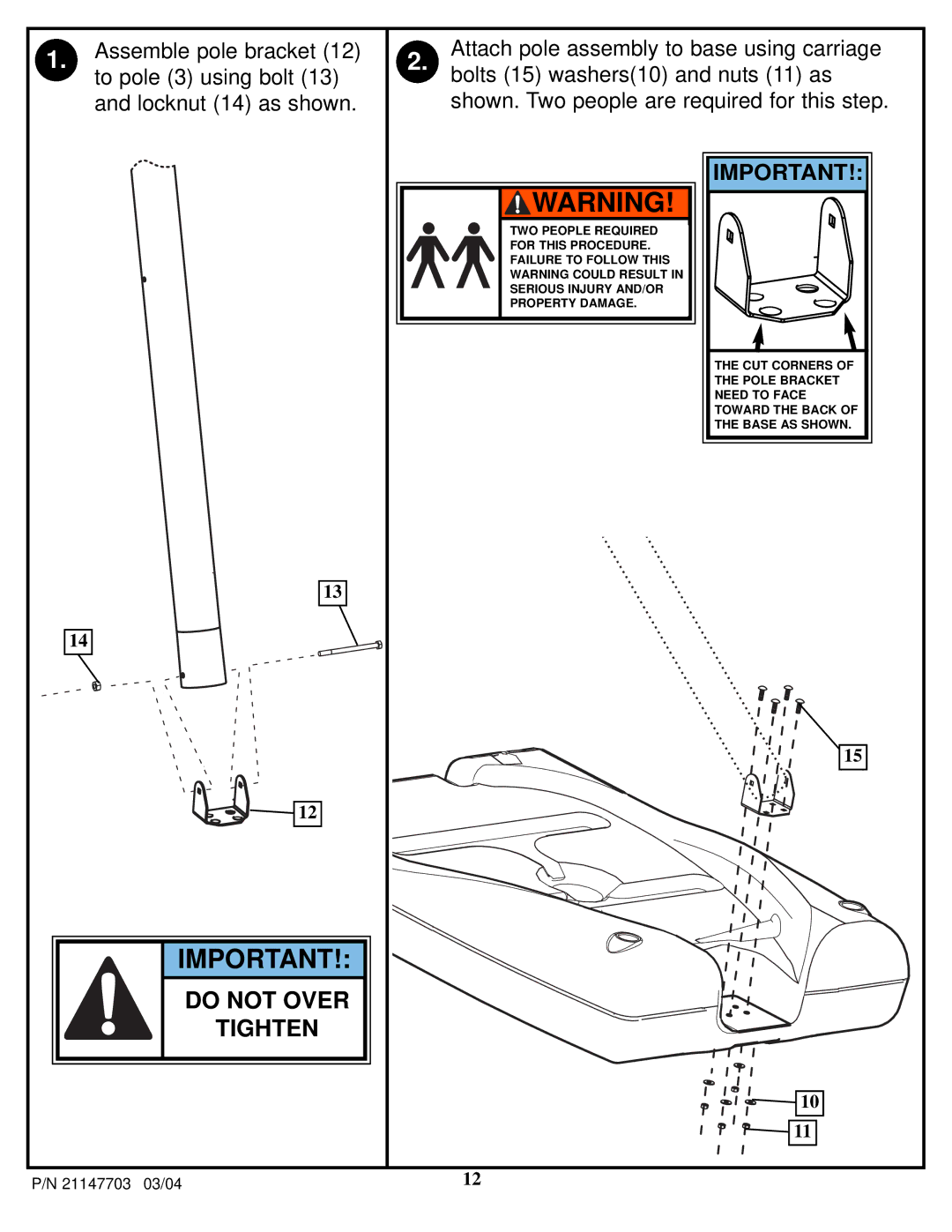 Huffy P/N 21147703 manual Do not Over Tighten 