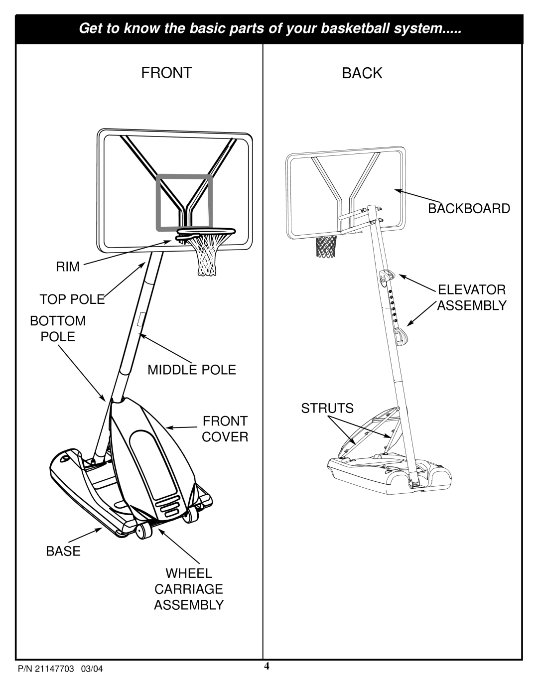 Huffy P/N 21147703 manual Front Back 