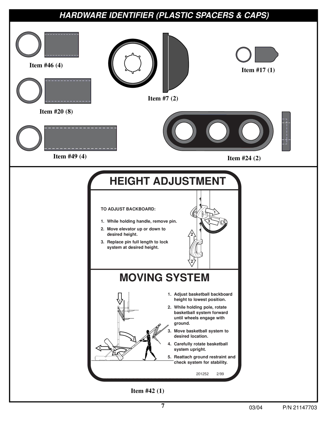 Huffy P/N 21147703 manual Height Adjustment 