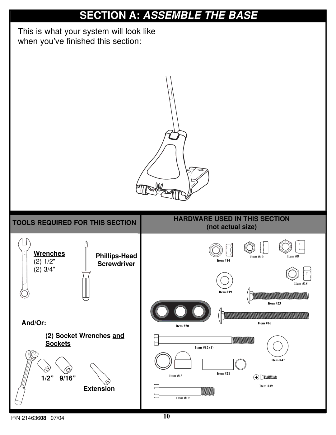 Huffy P/N 21463608 manual Section a Assemble the Base 