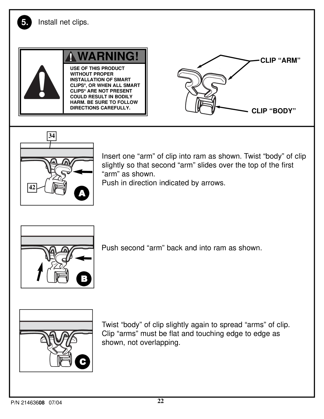 Huffy P/N 21463608 manual Install net clips 