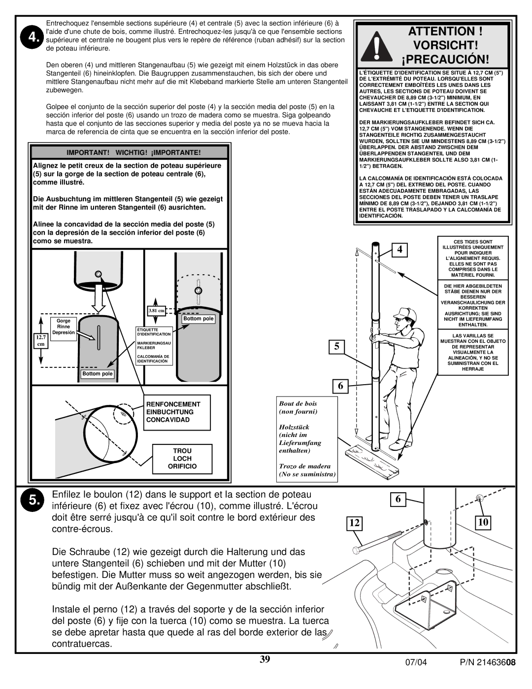 Huffy P/N 21463608 manual Vorsicht ¡PRECAUCIÓN 