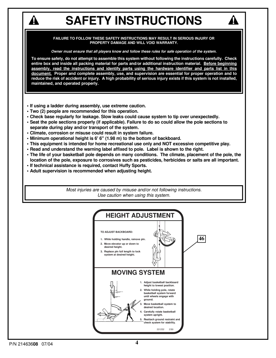 Huffy P/N 21463608 manual Safety Instructions 