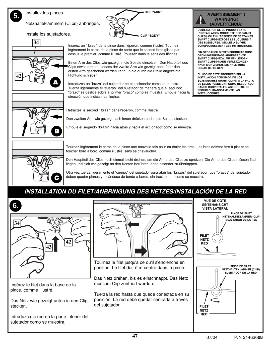 Huffy P/N 21463608 manual Installez les pinces 