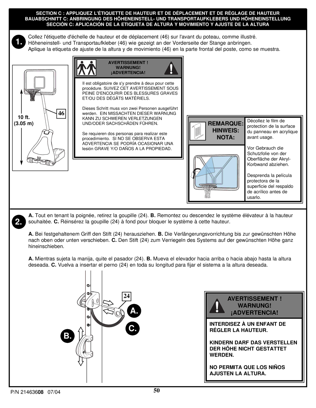 Huffy P/N 21463608 manual Remarque Hinweis Nota 