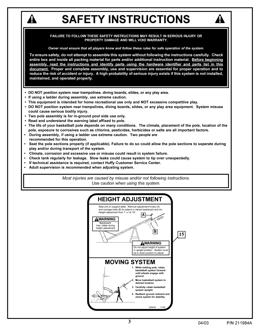 Huffy Pool System manual Safety Instructions 