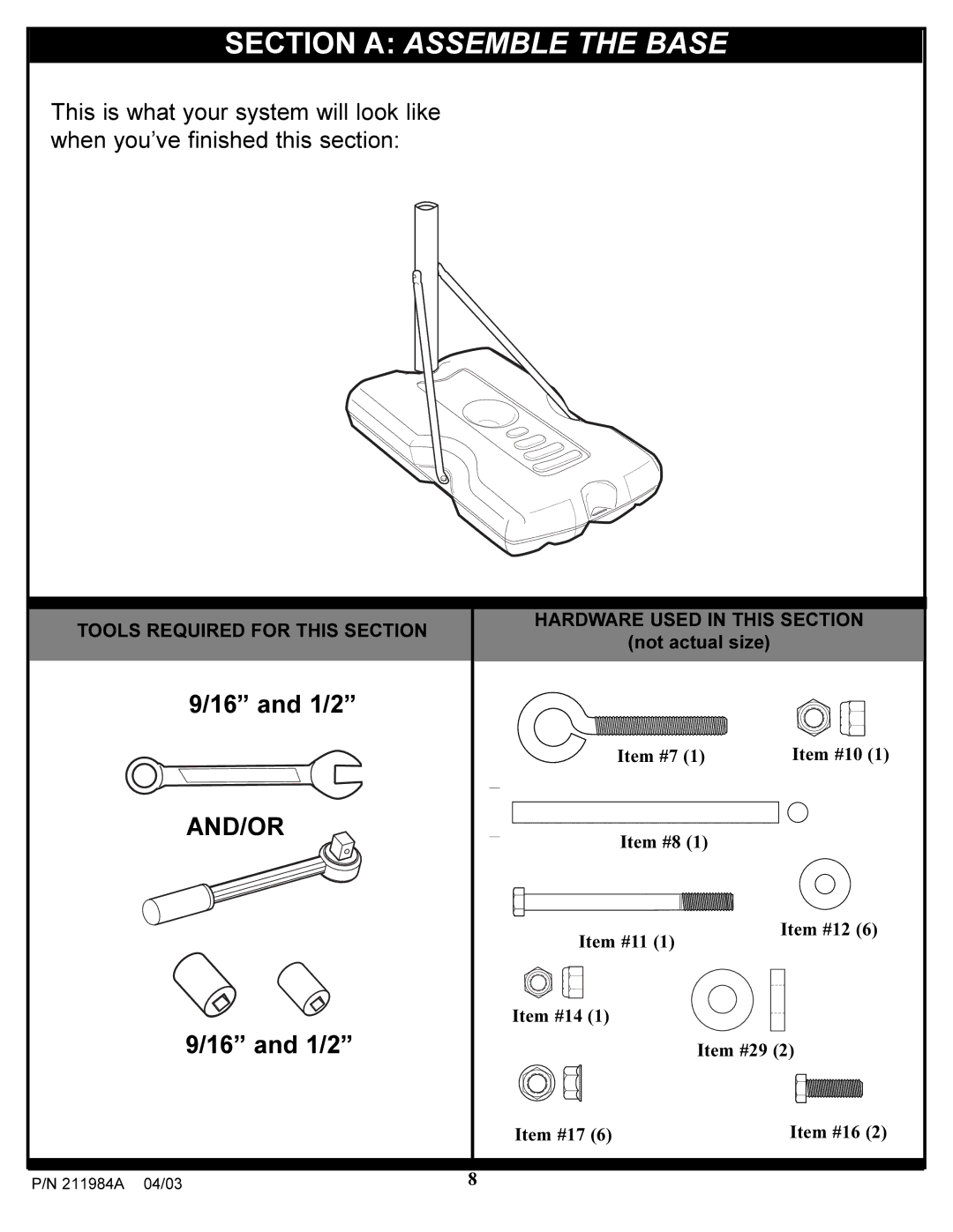 Huffy Pool System manual Section a Assemble the Base 