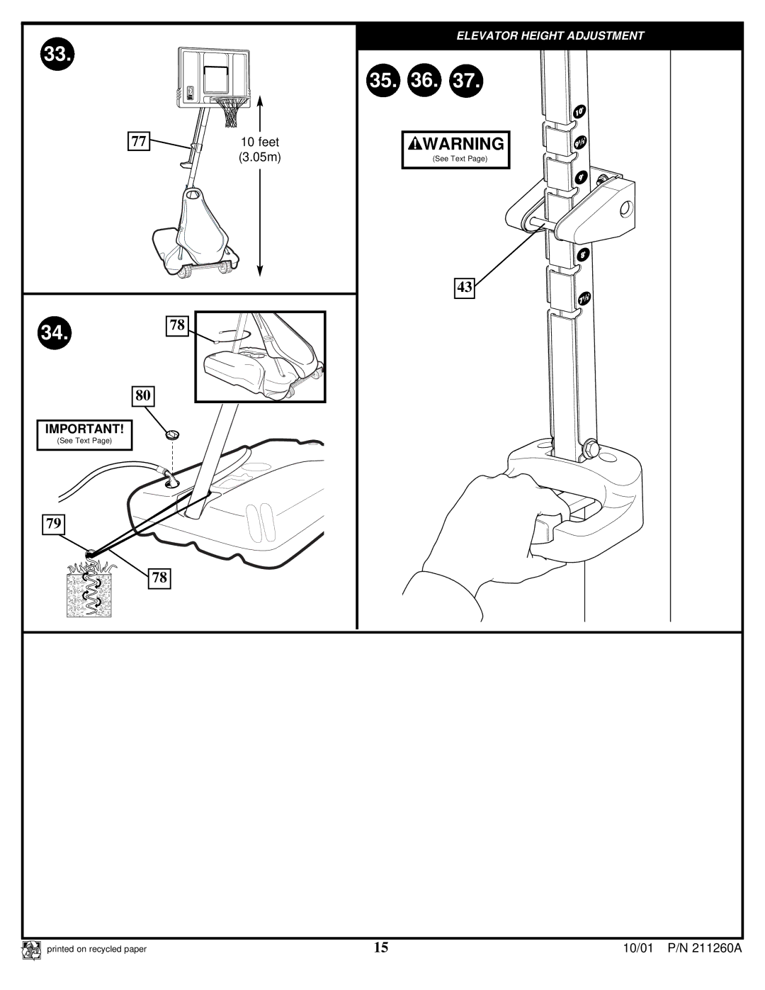 Huffy Portable Basketball System manual Feet 05m 