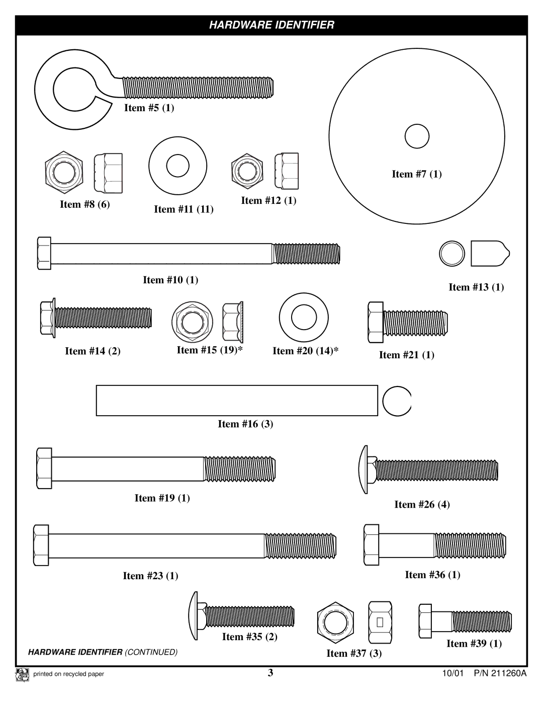 Huffy Portable Basketball System manual Hardware Identifier 