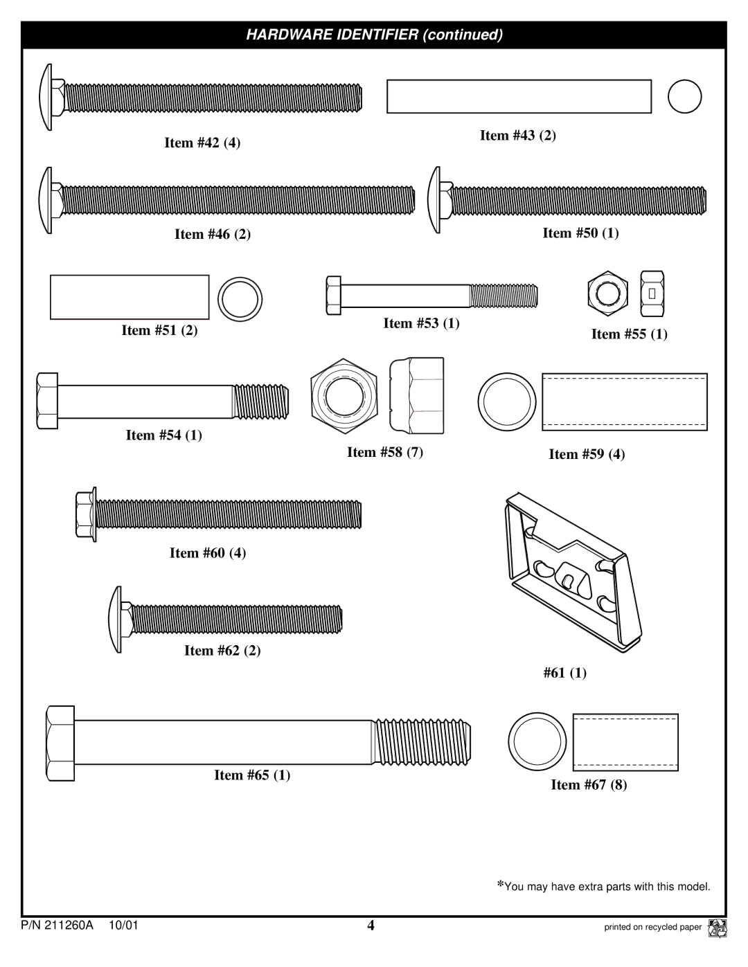 Huffy Portable Basketball System manual Hardware Identifier 