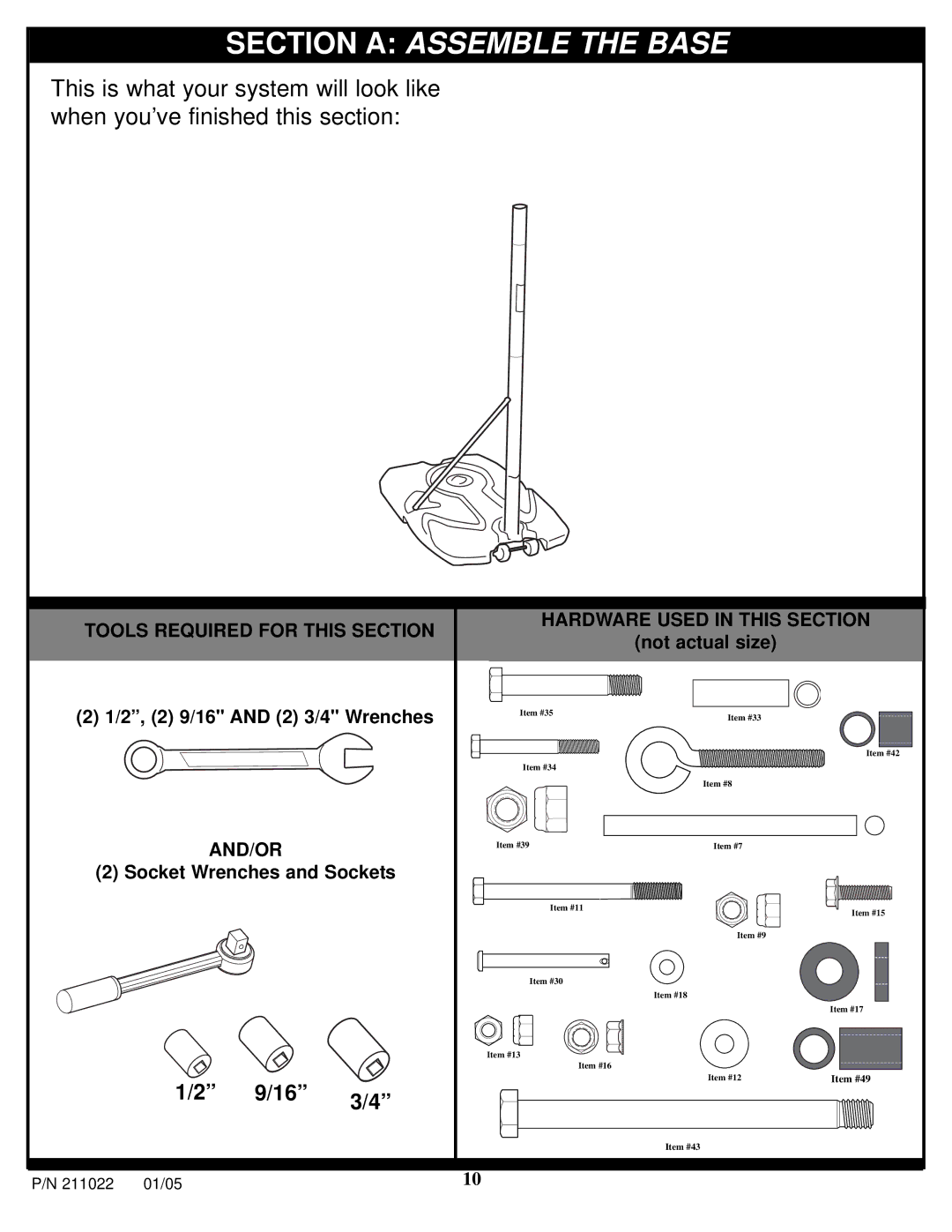 Huffy Portable System manual Section a Assemble the Base 