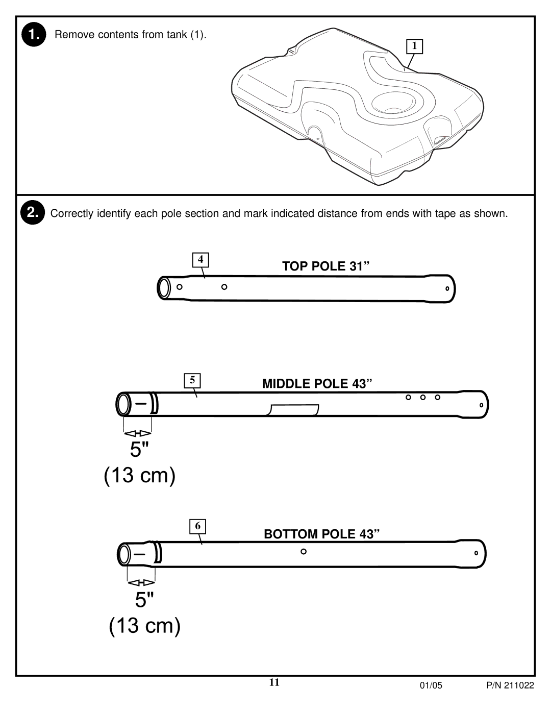 Huffy Portable System manual TOP Pole Middle Pole Bottom Pole 