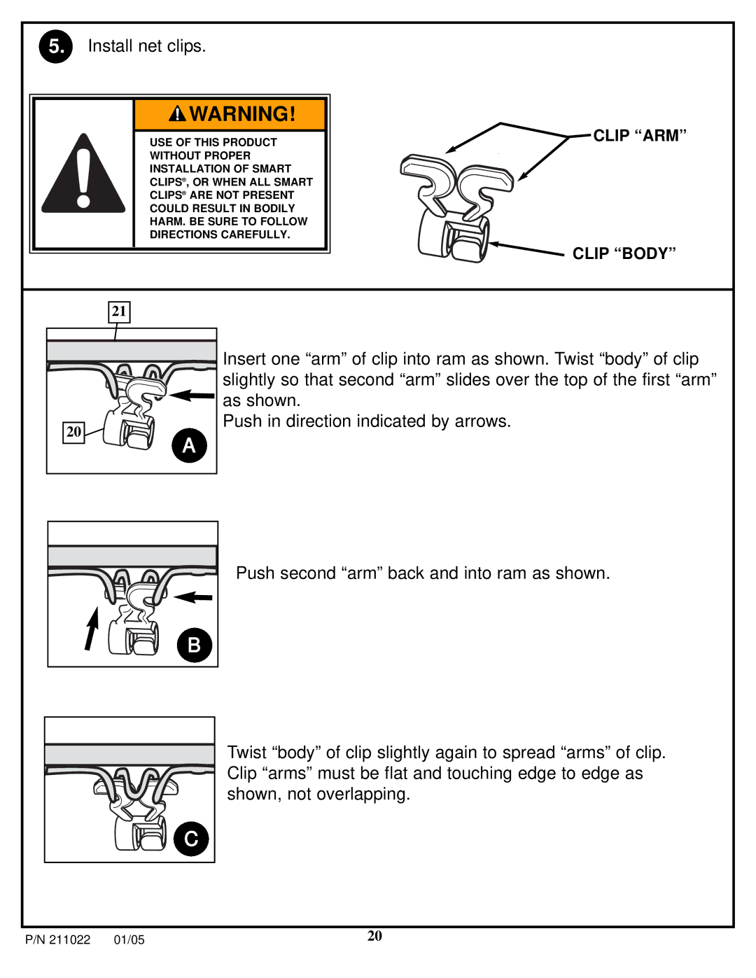 Huffy Portable System manual Install net clips 