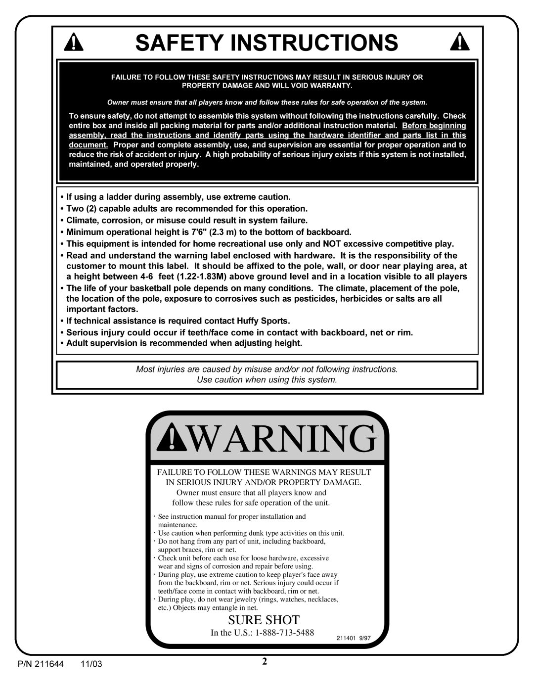 Huffy Pro Image Rim manual Safety Instructions 