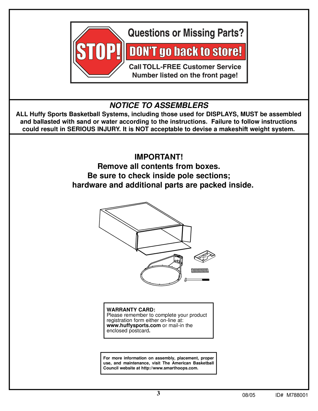 Huffy Pro Slam Rim manual Warranty Card 