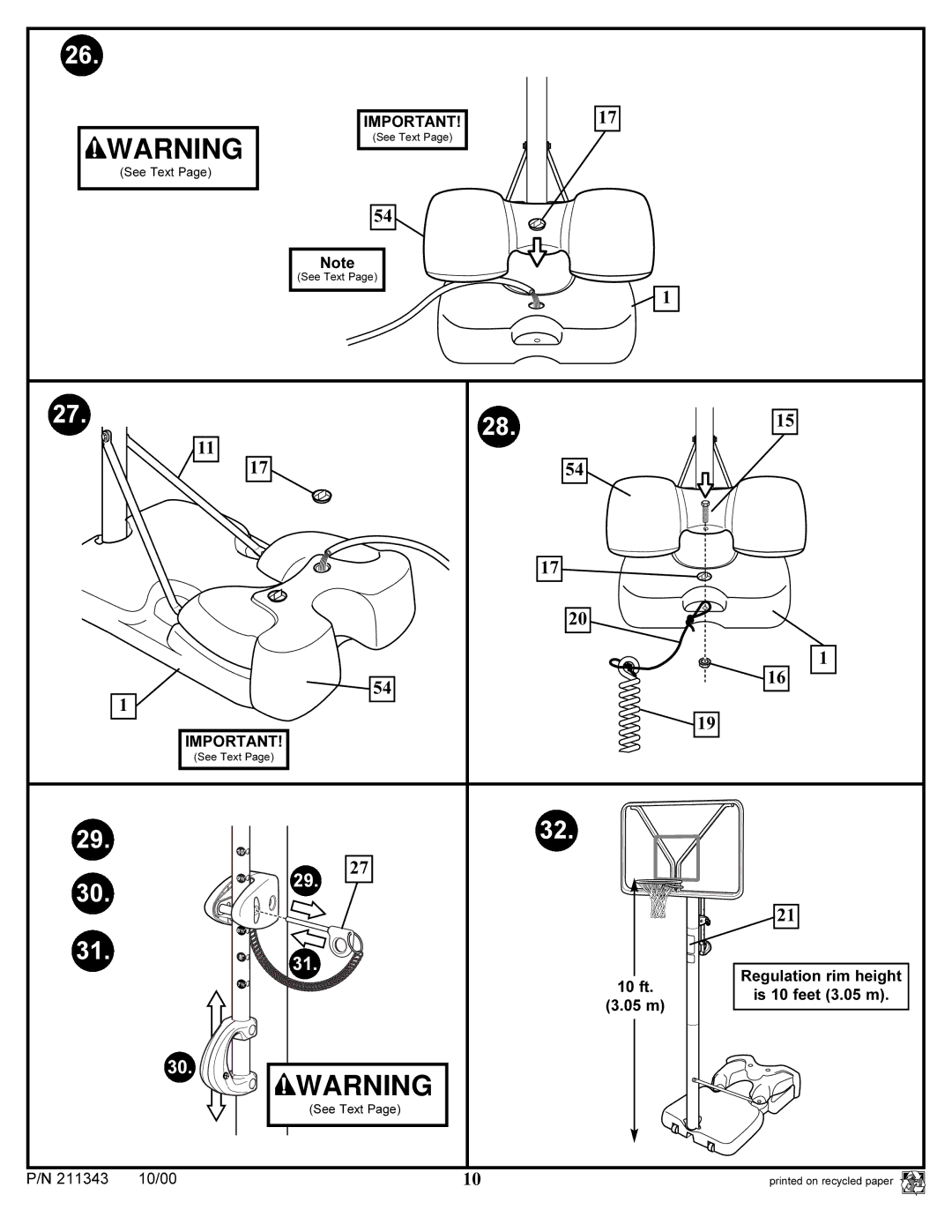 Huffy SA3226, SA3224, SA3245, SA3244, SA3246, SA3225, SA3216, SA3214, SA3215 manual Regulation rim height 