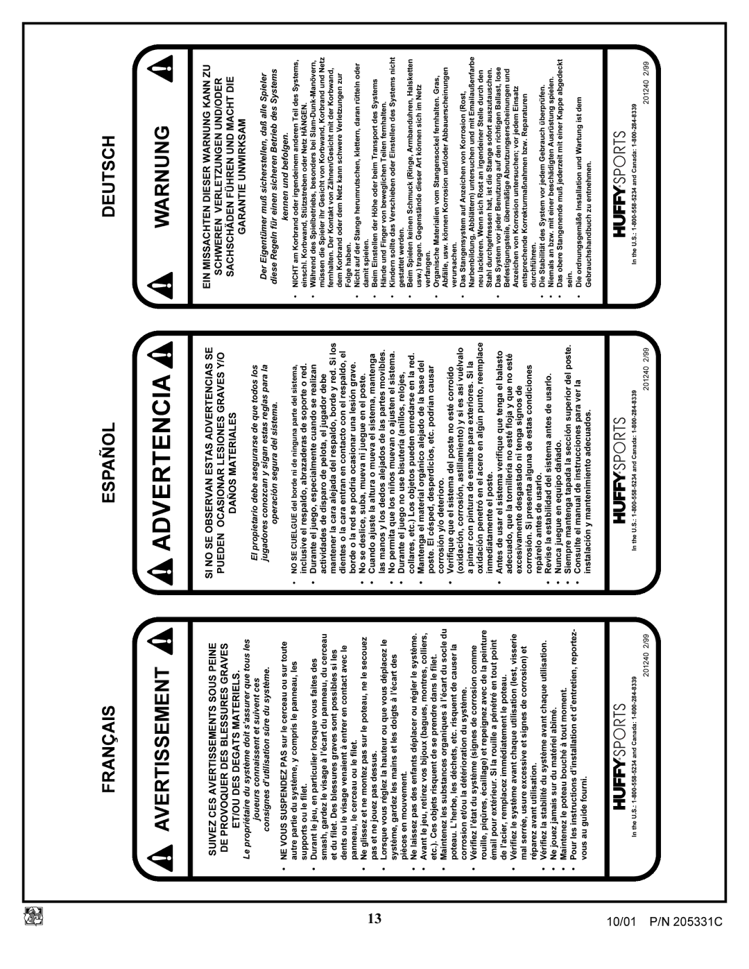 Huffy SKM 1032 manual Français, Español, Deutsch 