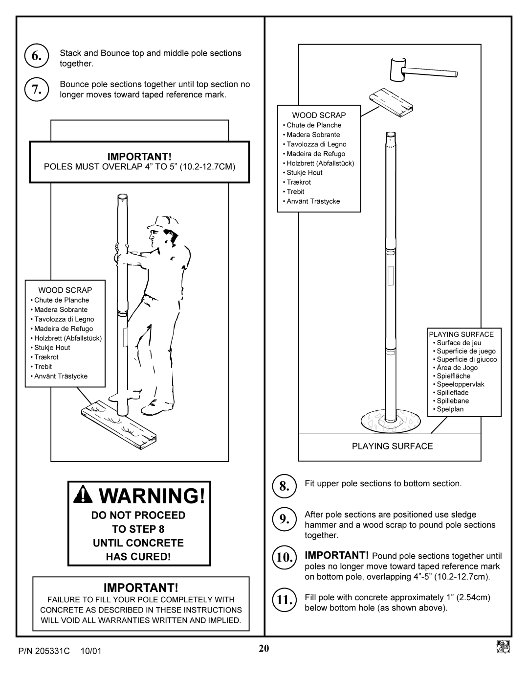 Huffy SKM 1032 manual Do not Proceed To Step Until Concrete Has Cured 