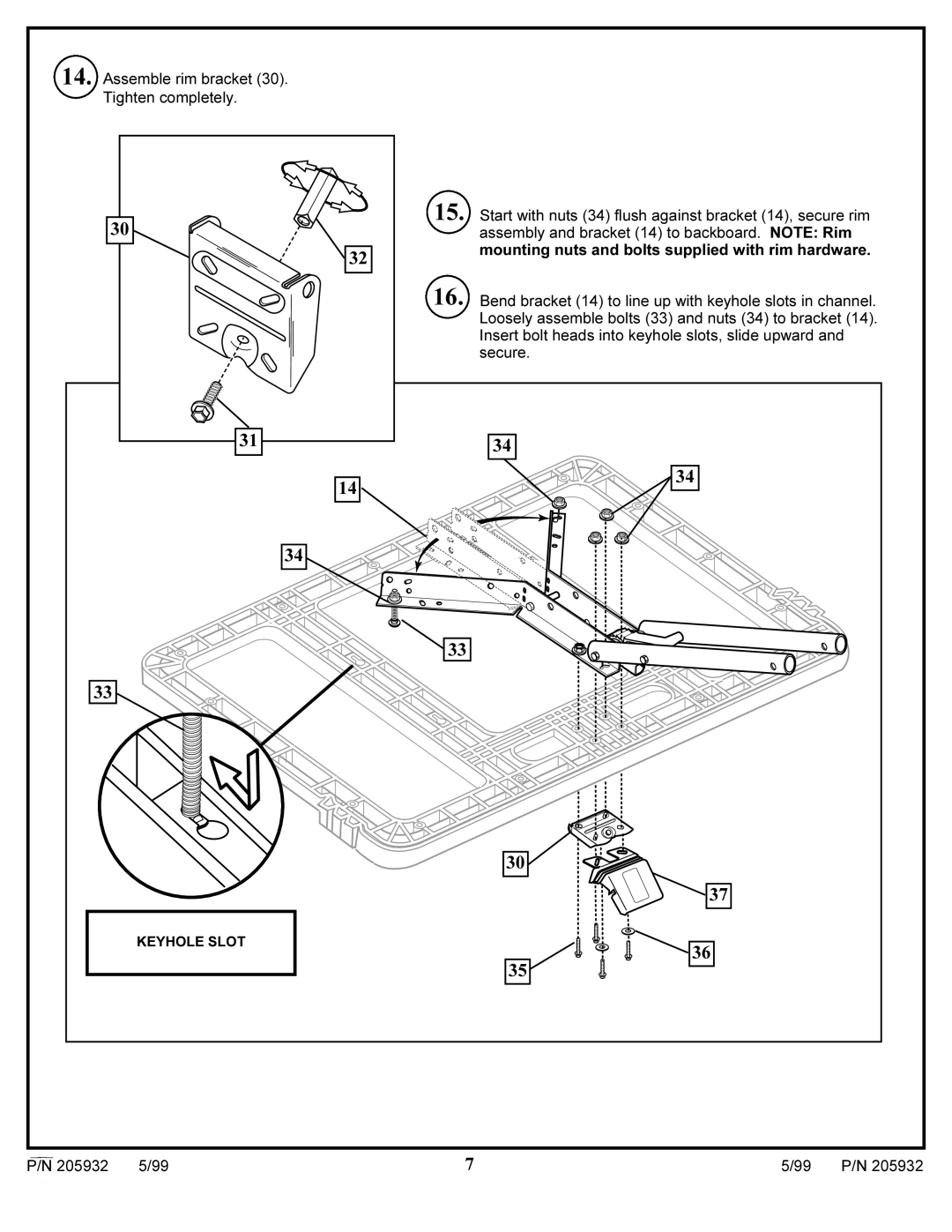 Huffy SKM 5200 manual Assemble rim bracket 30. Tighten completely 