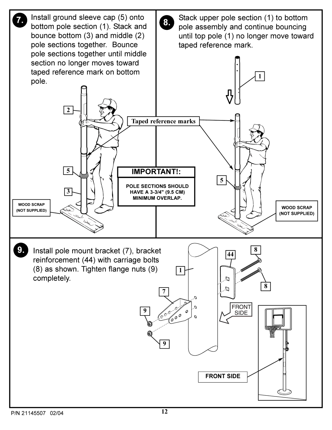 Huffy Sports Basketball Systems manual Taped reference marks 