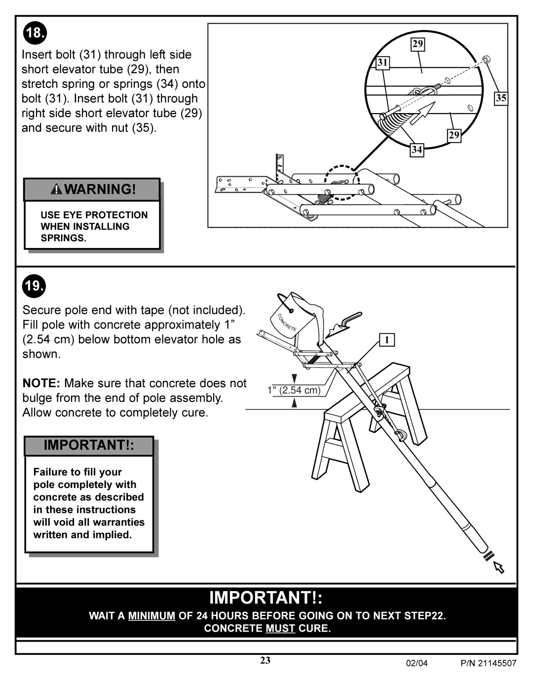 Huffy Sports Basketball Systems manual USE EYE Protection When Installing Springs 