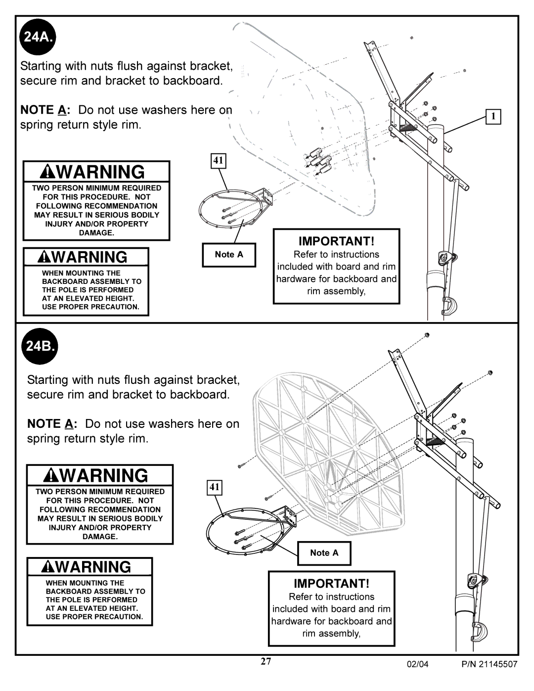 Huffy Sports Basketball Systems manual 24A 